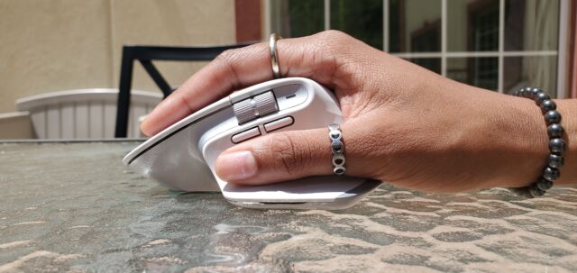 I love palm gripping this (as pictured), but it worked fine with a claw grip, too.