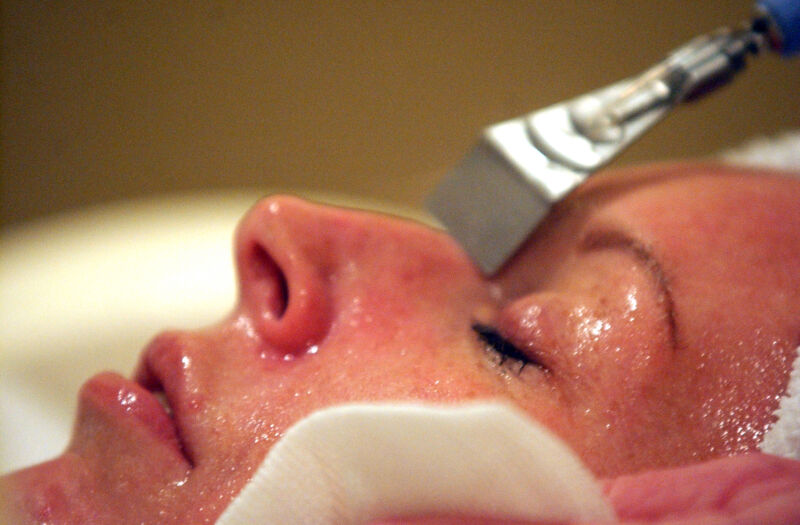 A woman getting a non-vampire facial.
