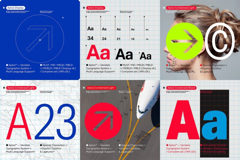 Microsoft's new "Aptos" font family.