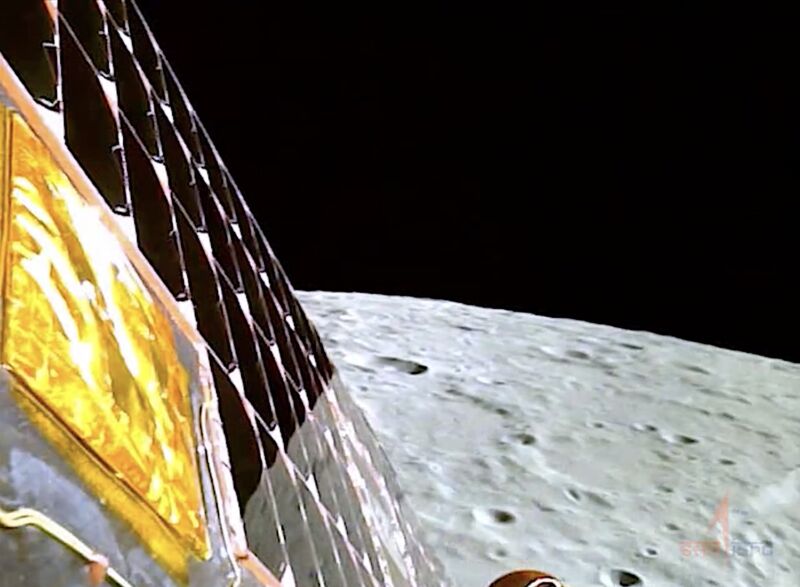 A view of the Moon from Chandrayaan 3 before landing.