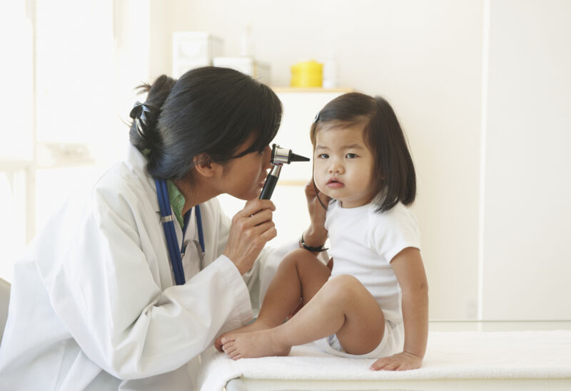 child getting an ear exam