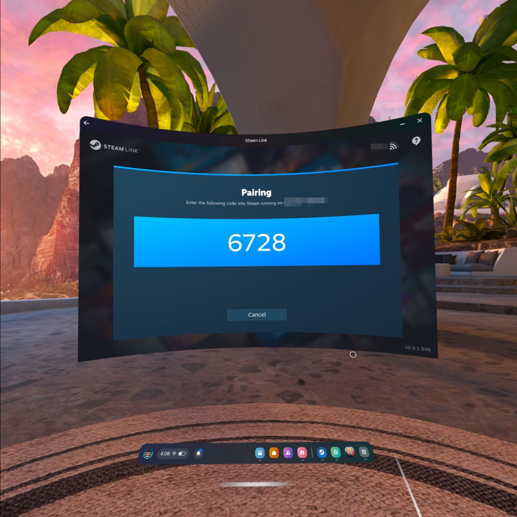 pairing code for steam link to meta quest