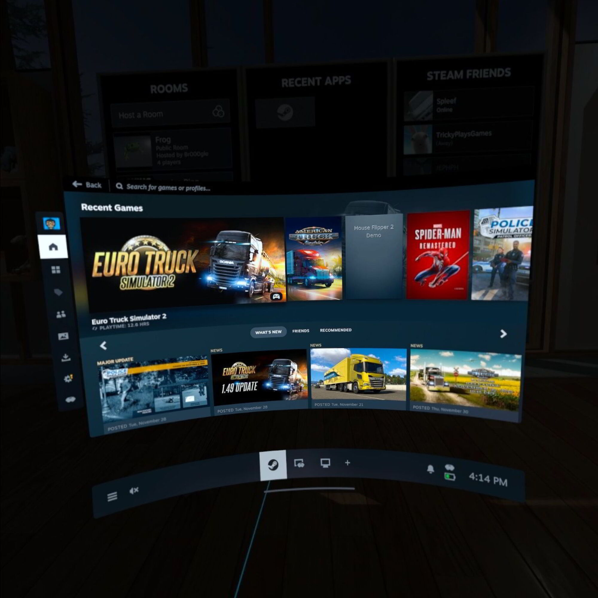 Steam via Steam Link app on Meta Quest
