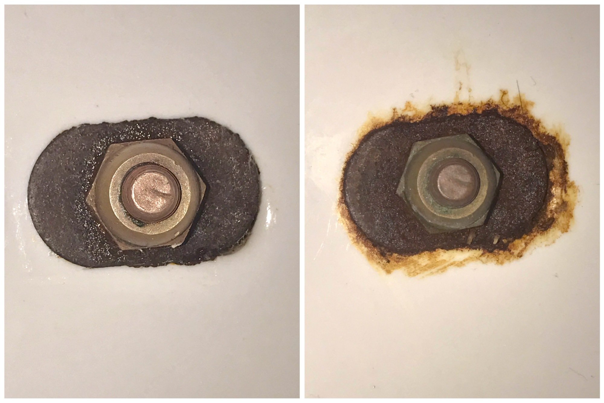 toilet floor bolts with without rust before after