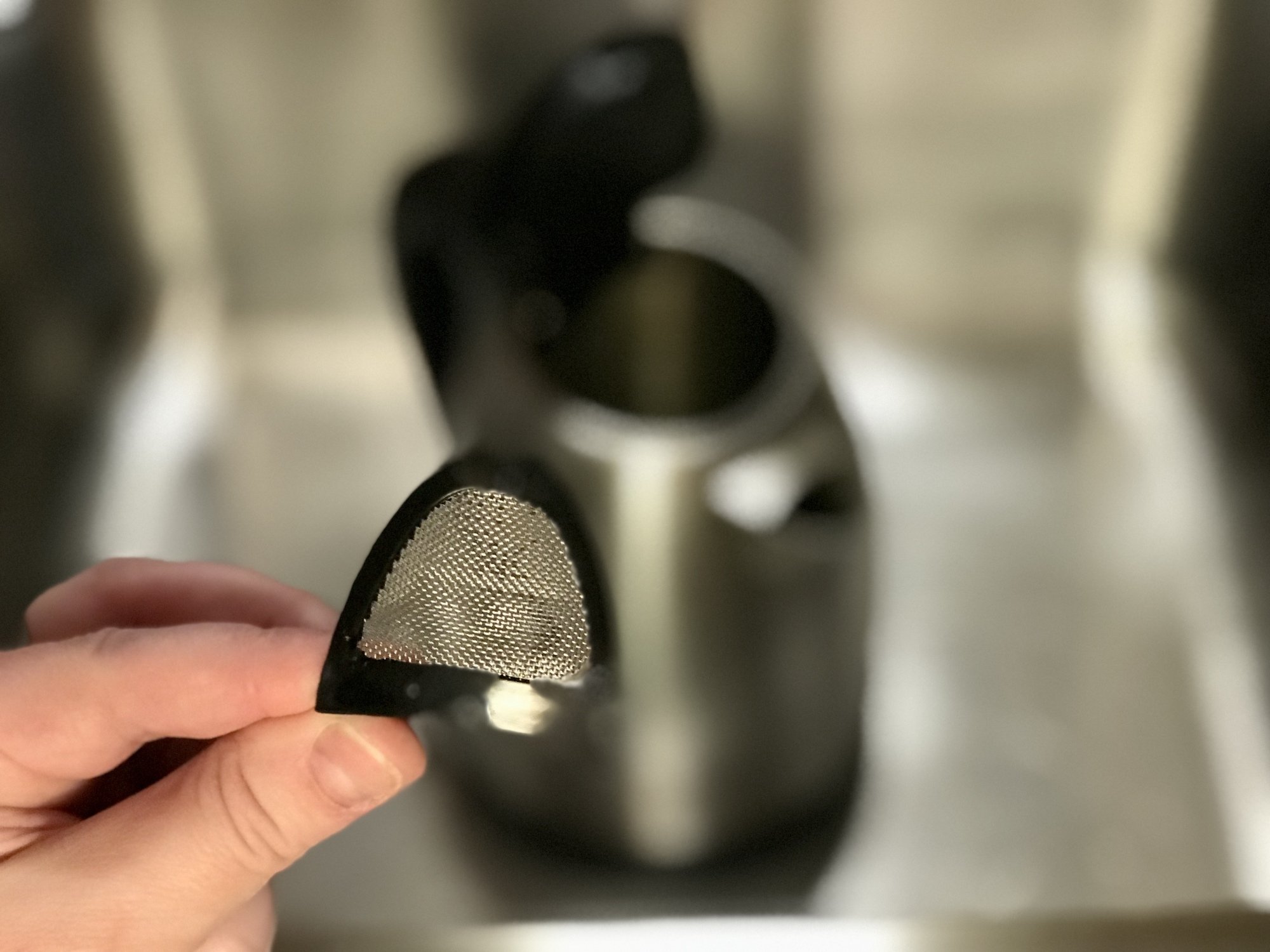 Clean filter in front of stainless steel electric kettle