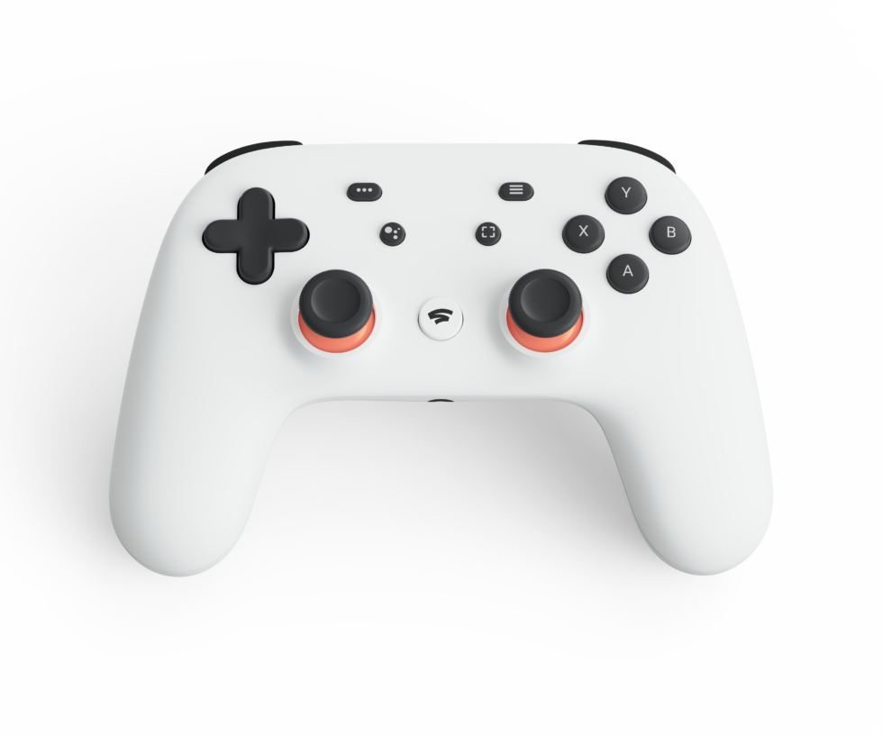 The official Stadia Controller in "clearly white."