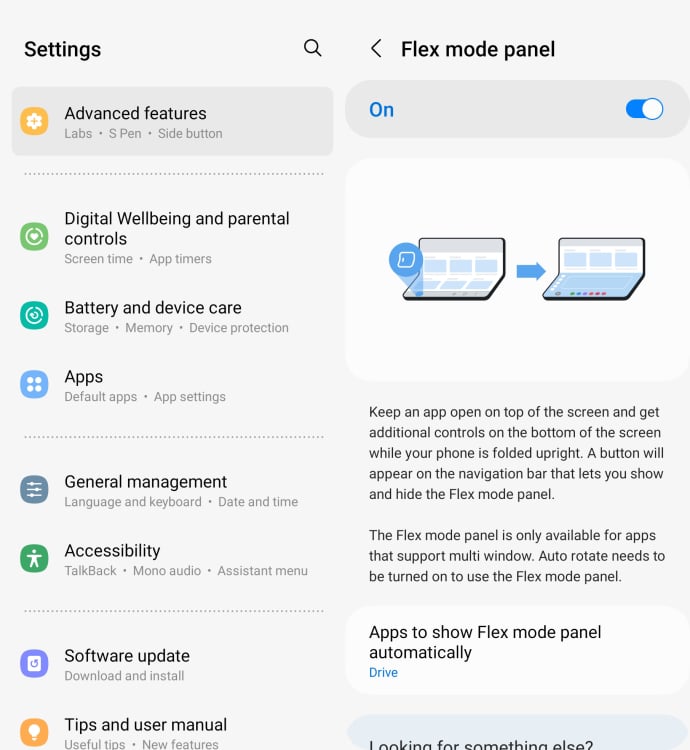 Samsung Galaxy Z Fold 5 settings