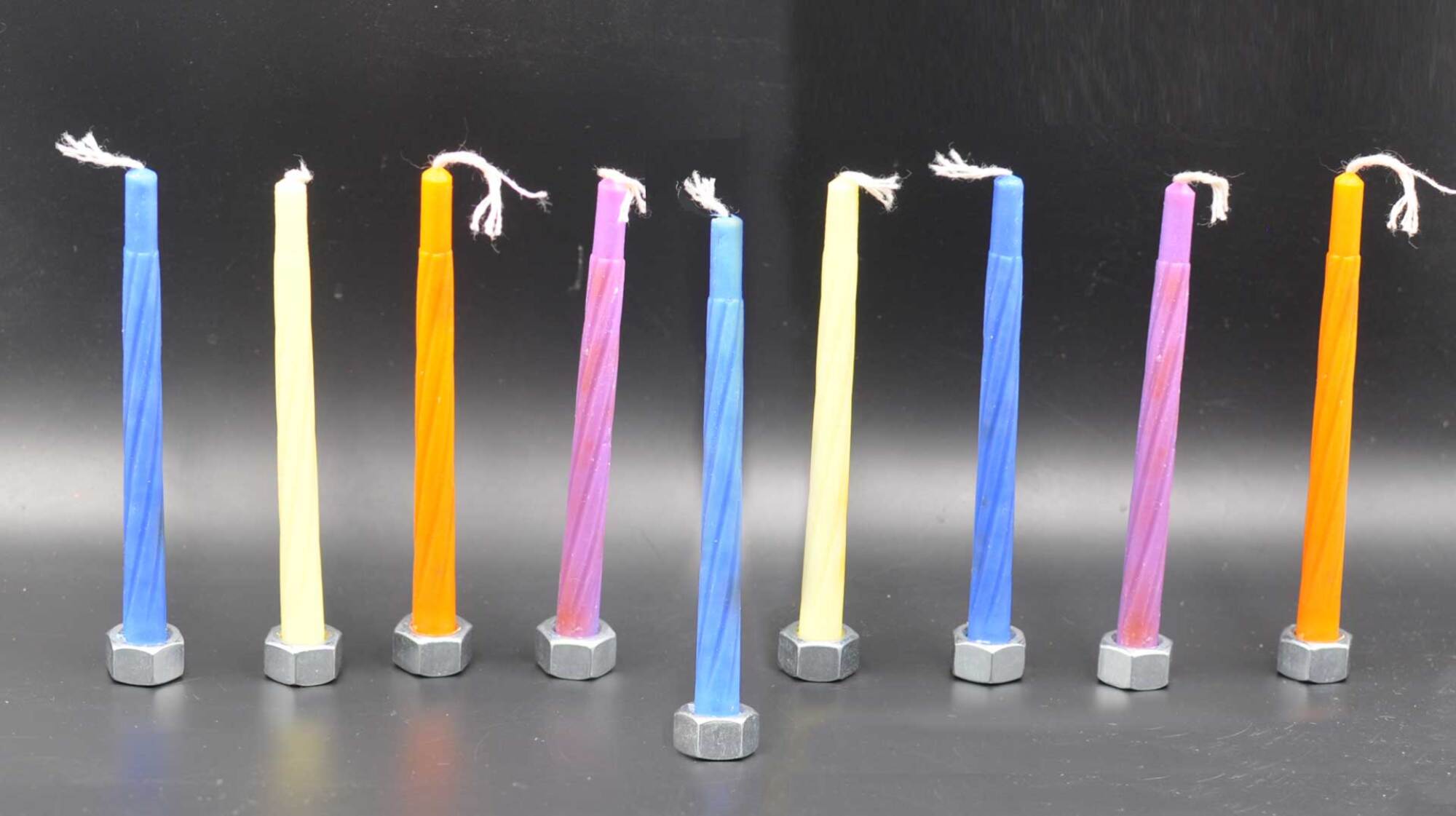 Menorah using nuts