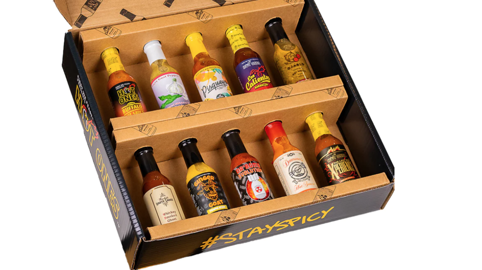 Hot sauce set in a box.