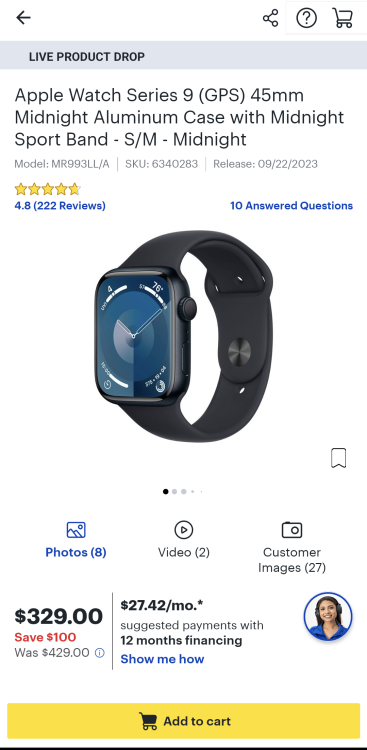 Screenshot from Best Buy Drop for Apple Watch Series 9.