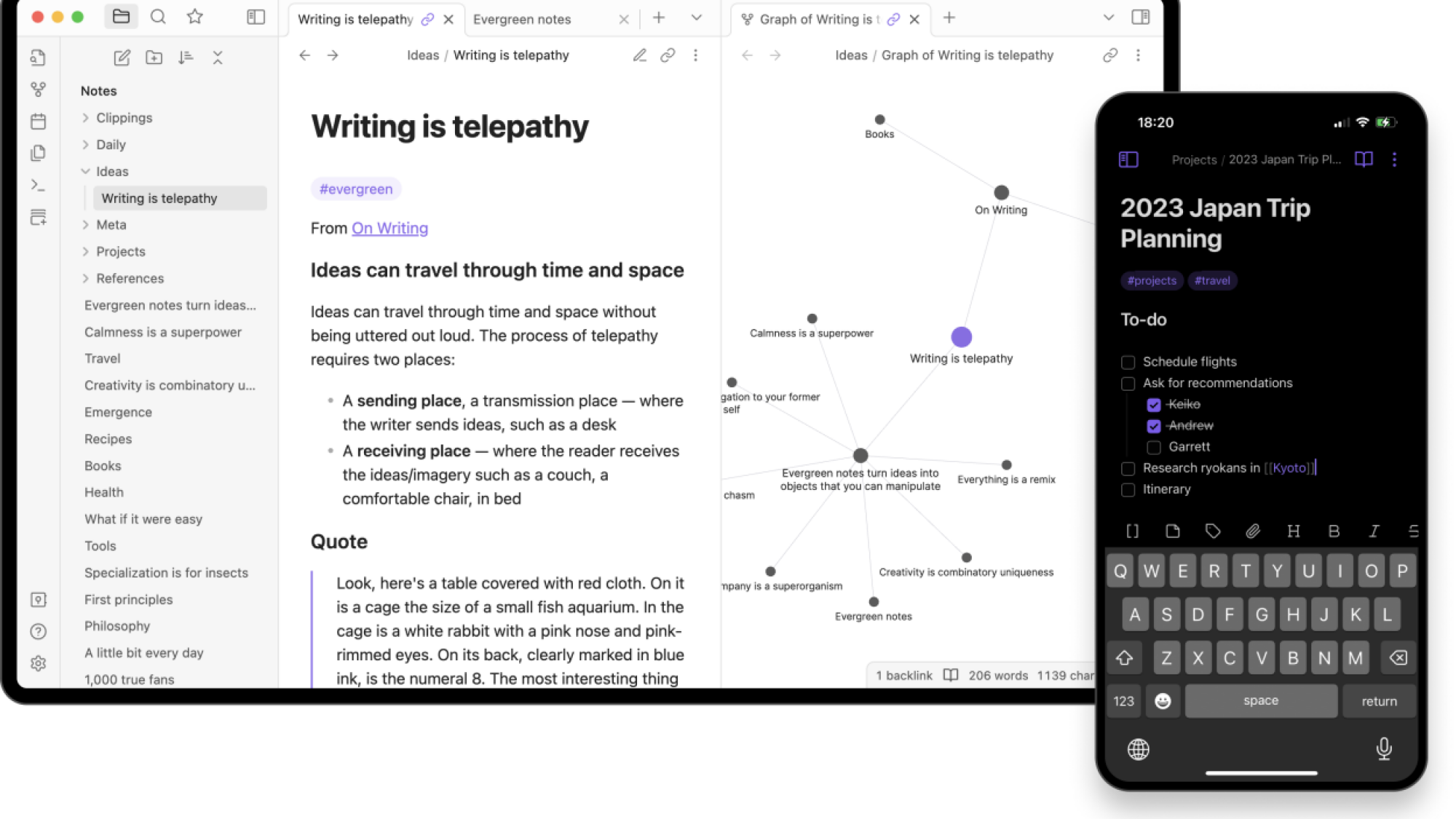 Obsidian apps on desktop and mobile