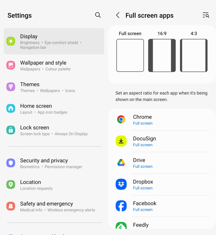 Samsung Galaxy Z Fold 5 settings