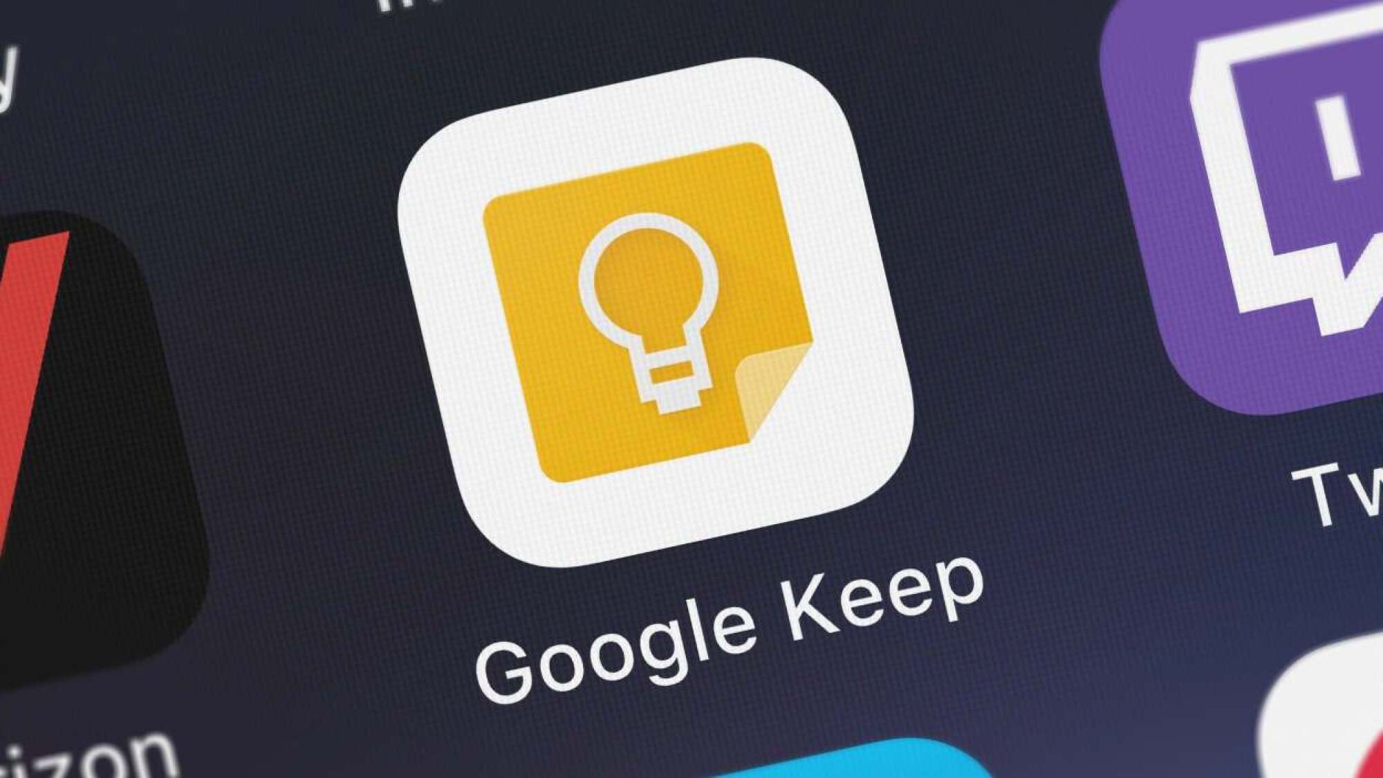 Google Keep app on an iPhone