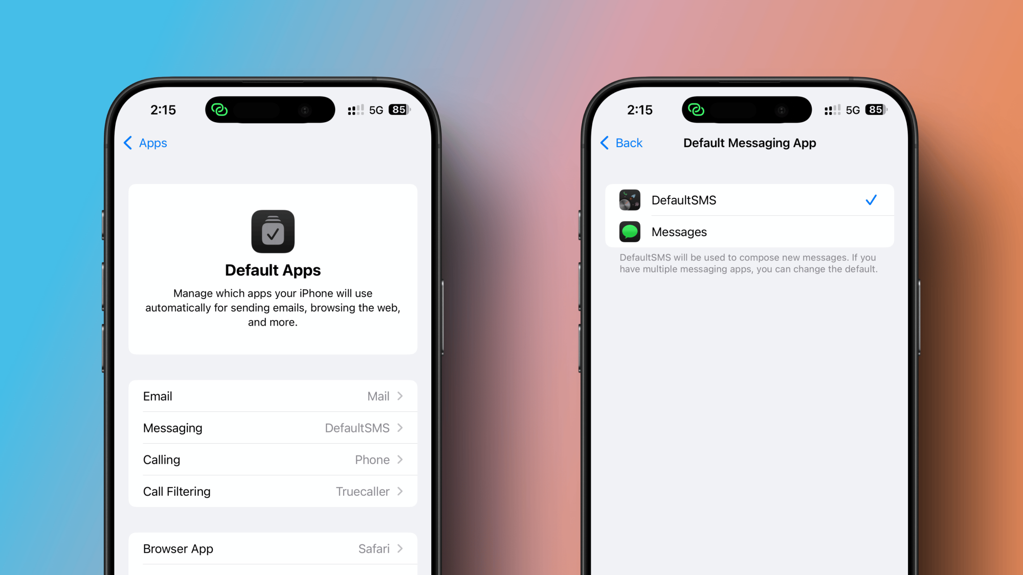 Switch to DefaultSMS app for Messaging.