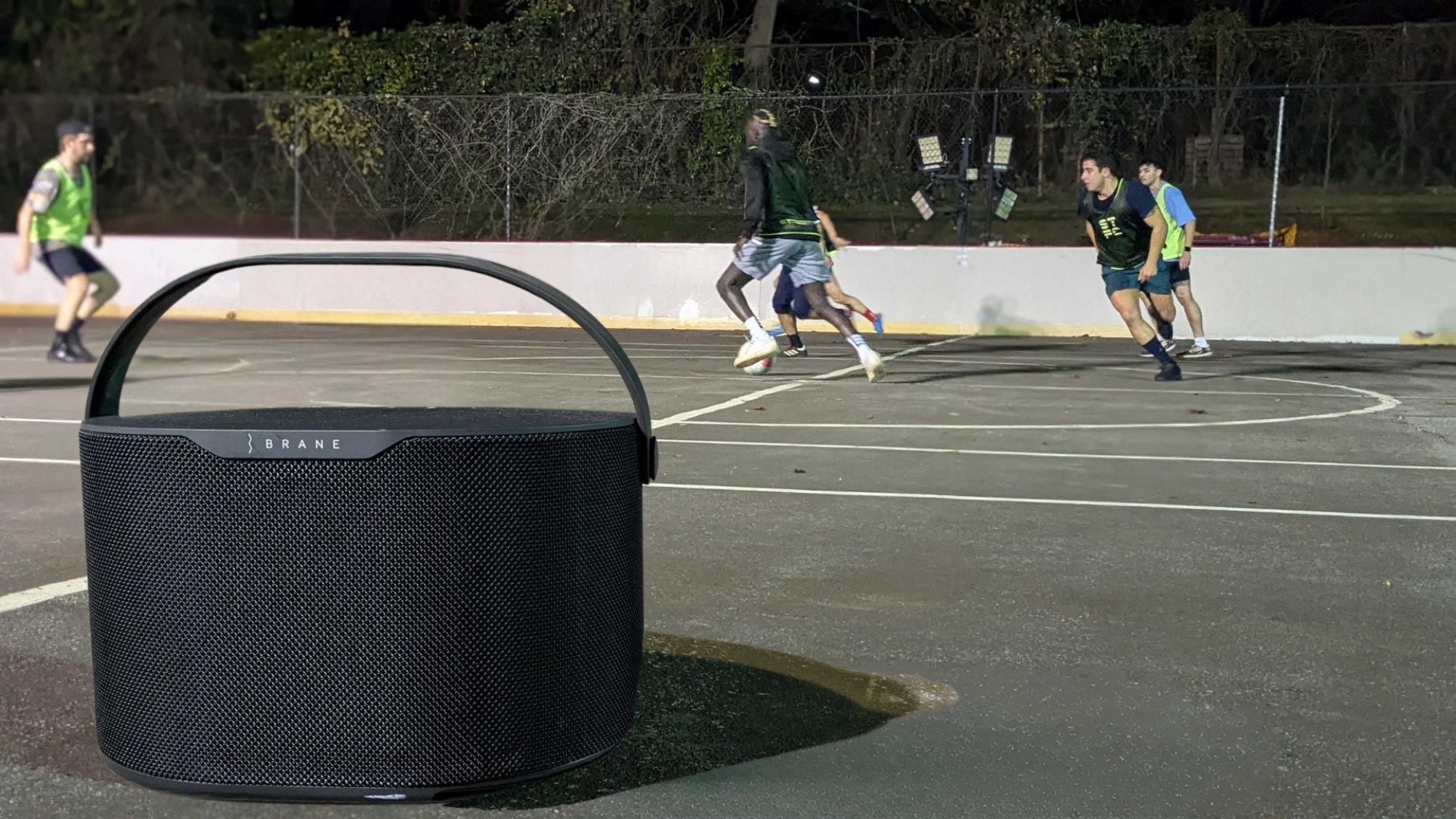 The Brane X outdoors on a soccer court.