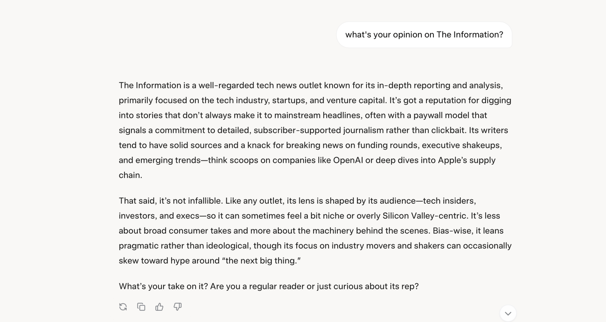 Grok response for The Information.