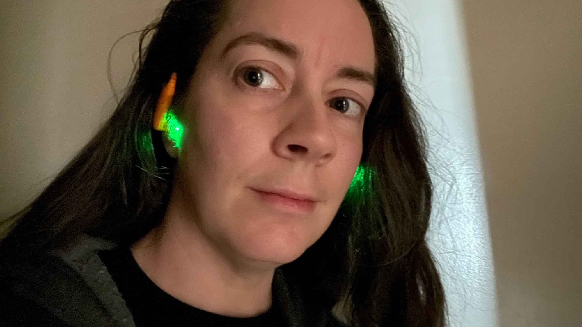 Me with green light pouring from my ears