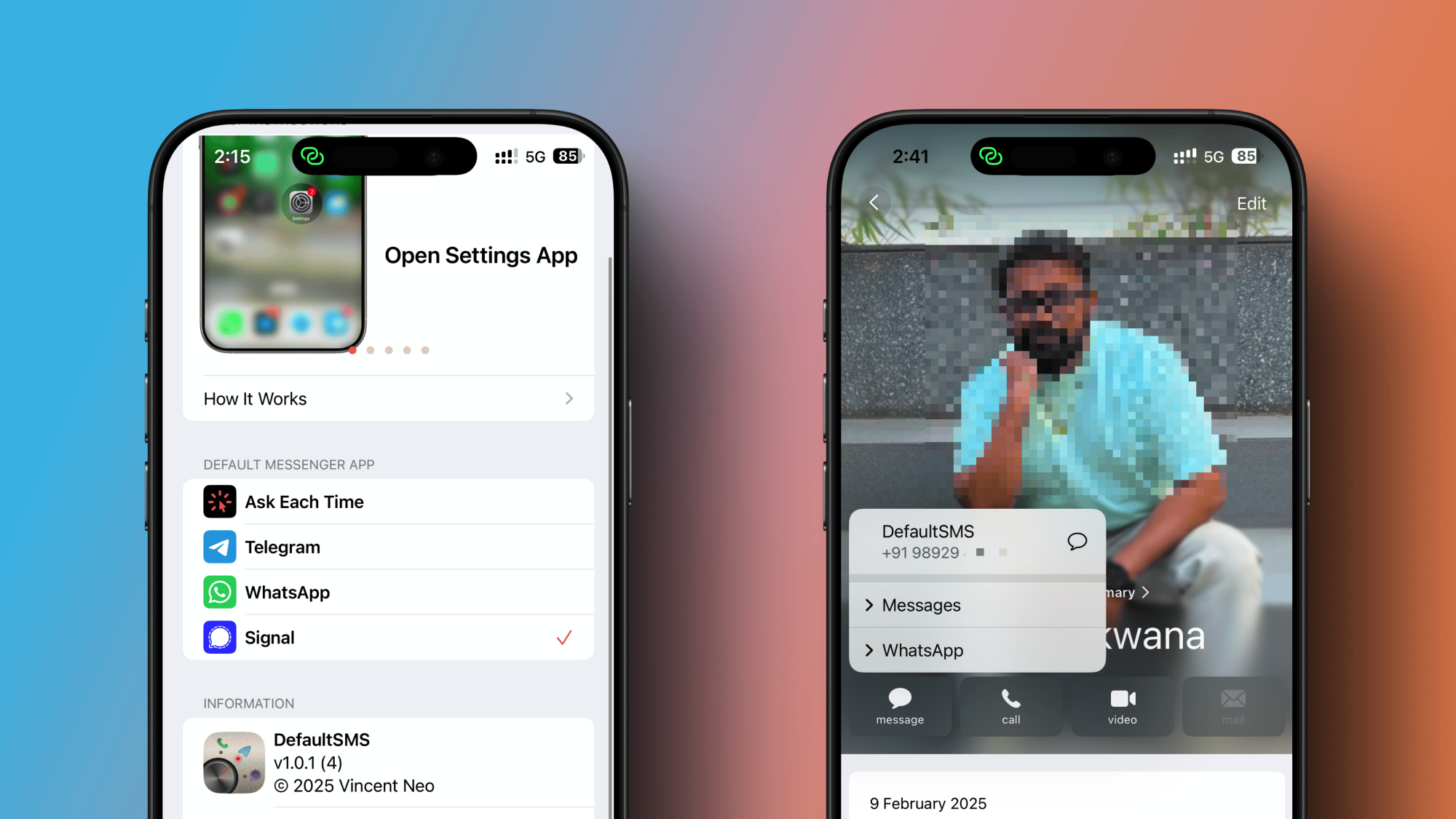 Customizing the DefaultSMS app on iPhone.
