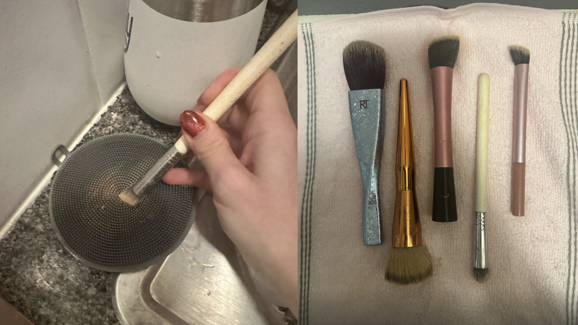 Scrubbing and drying makeup brushes