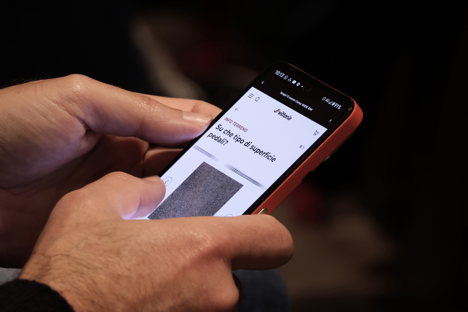 Vittoria tyre pressure calculator on phone screen.