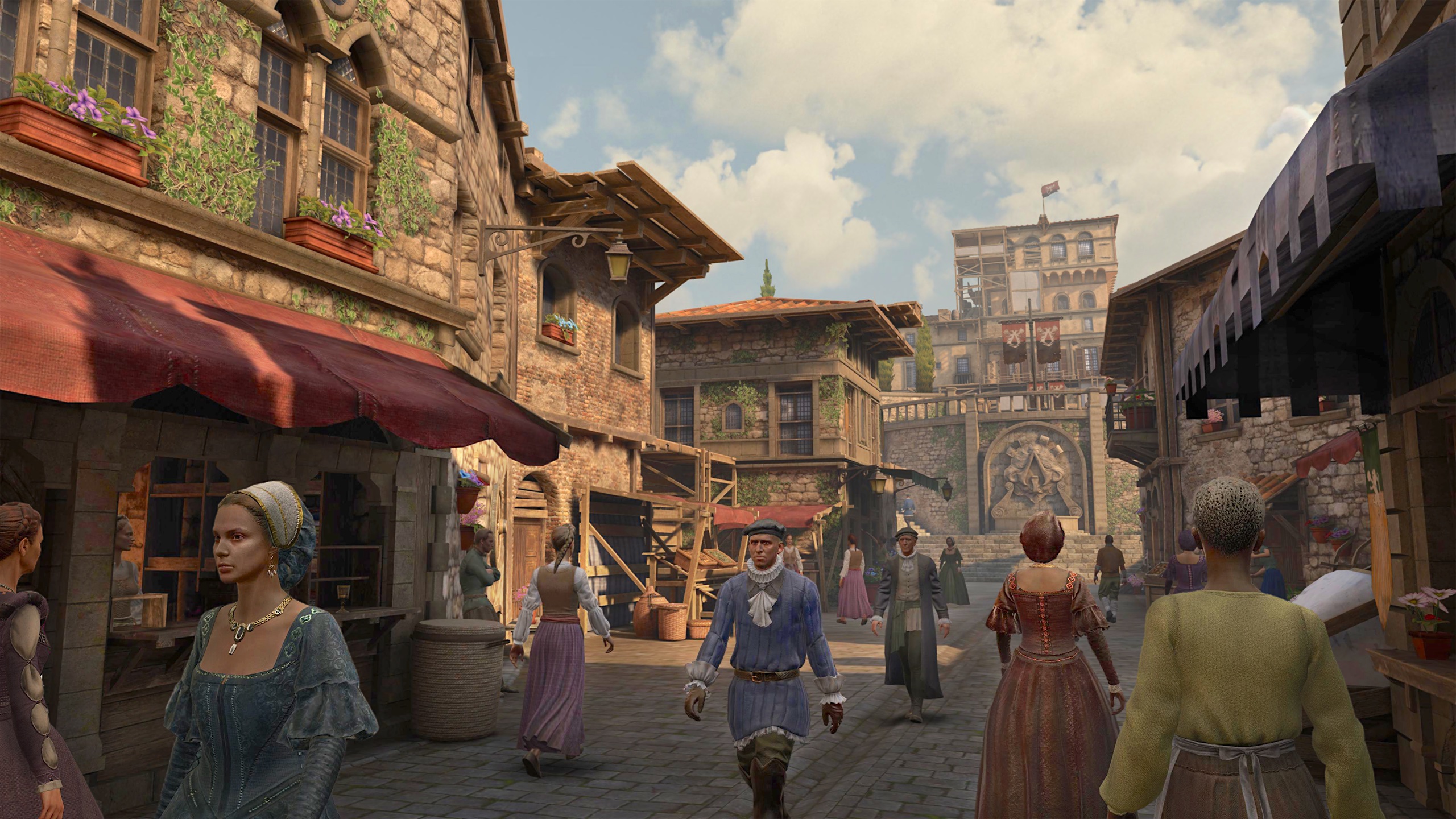 View of a busy street with passers-by.