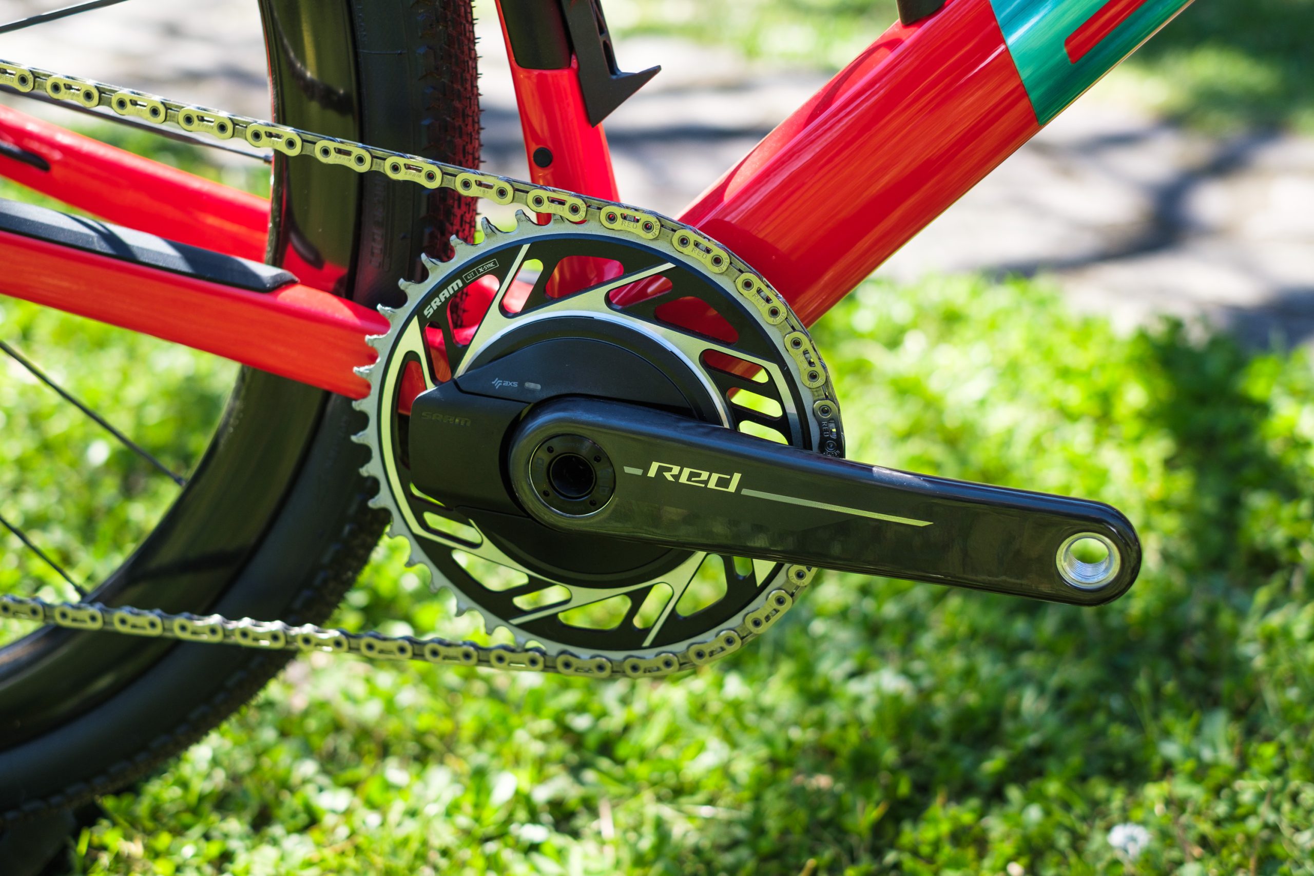 SRAM Red XPLR AXS power meter crankset on BMC Kaius 01 One gravel bike