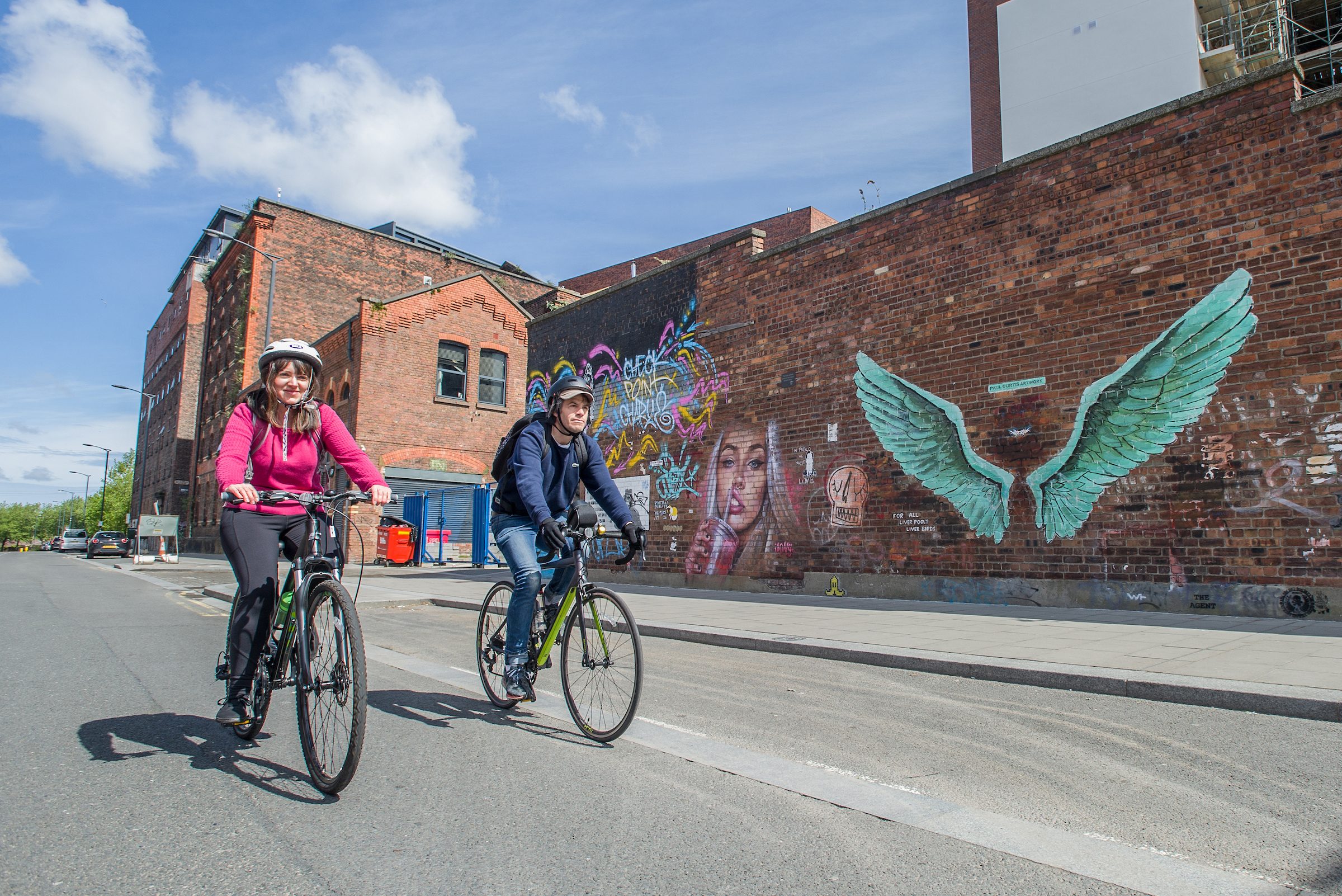 Cycle commuters riding in Liverpool