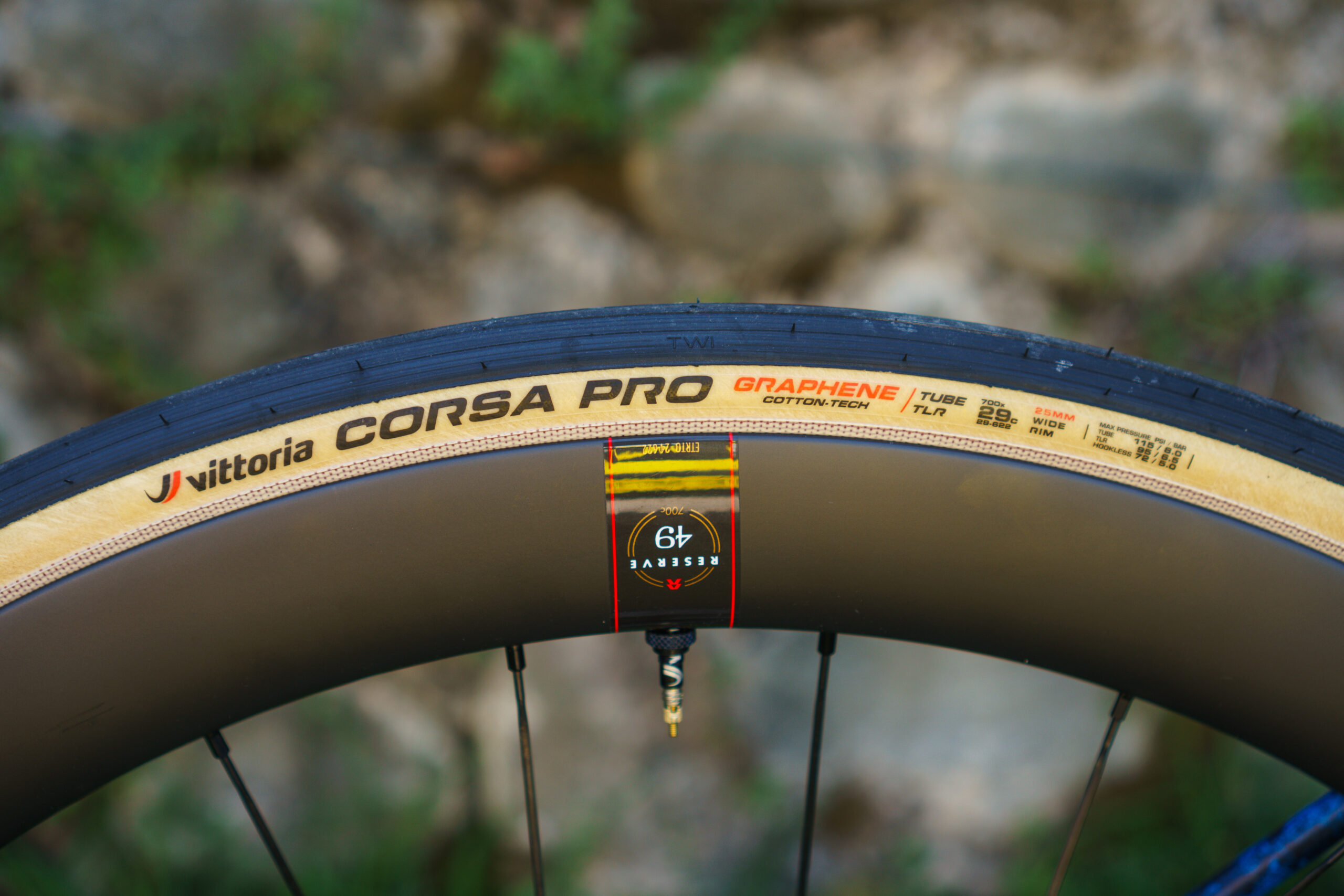 29c Vittoria Corsa Pro TLR tyre on Jonas Vingegaard's Cervelo R5 for the 2024 Tour de France