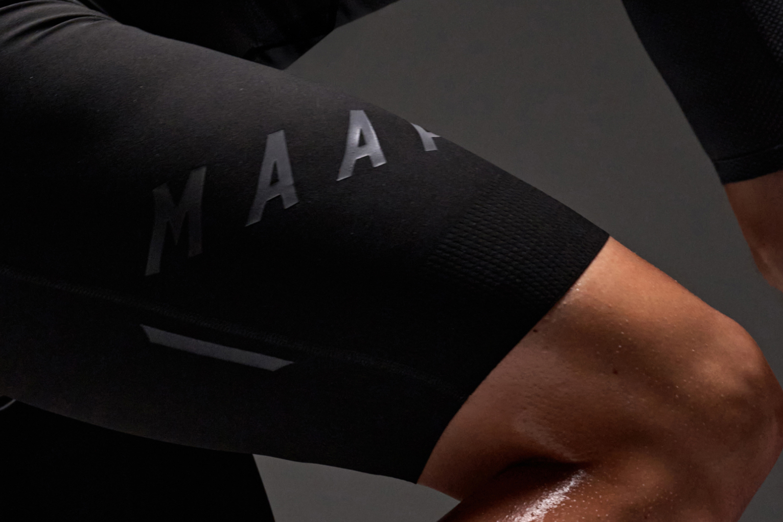 MAAP Aeon bib short close up on leg.