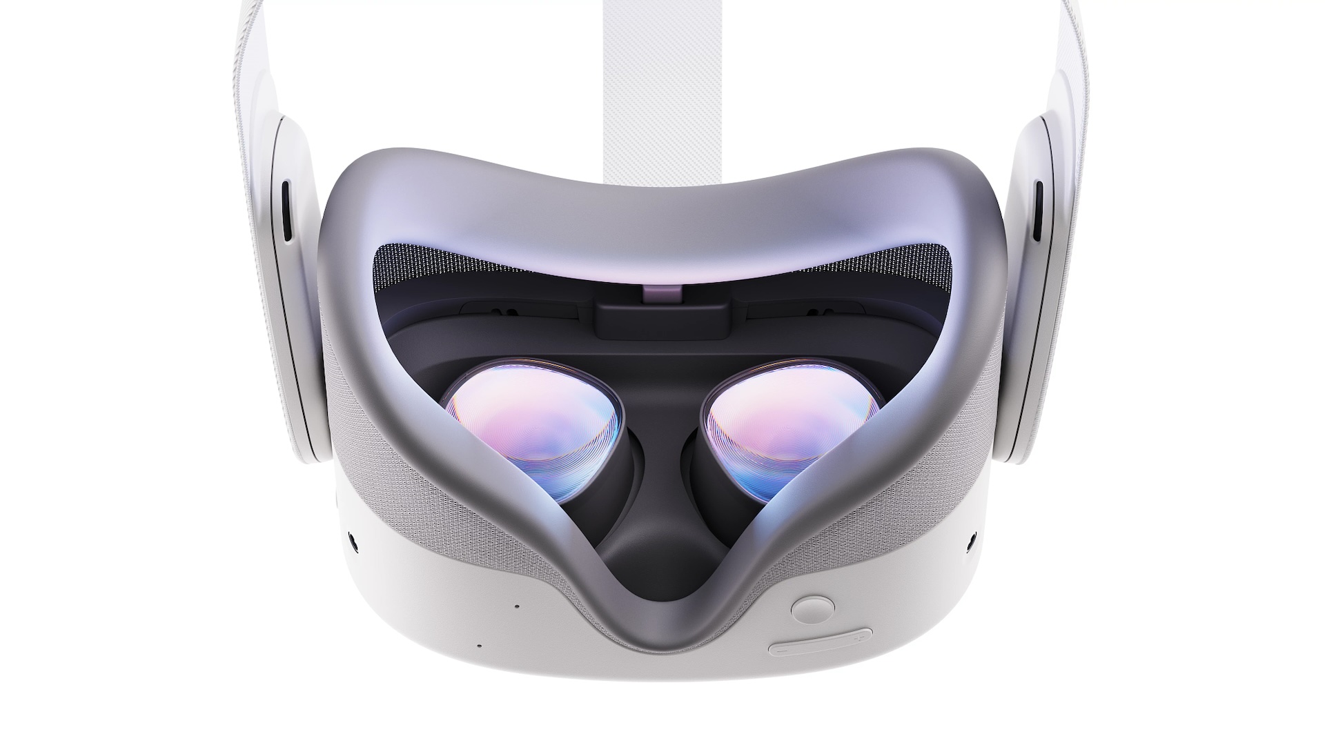Rendering of a Quest 3S with a view of the lenses.