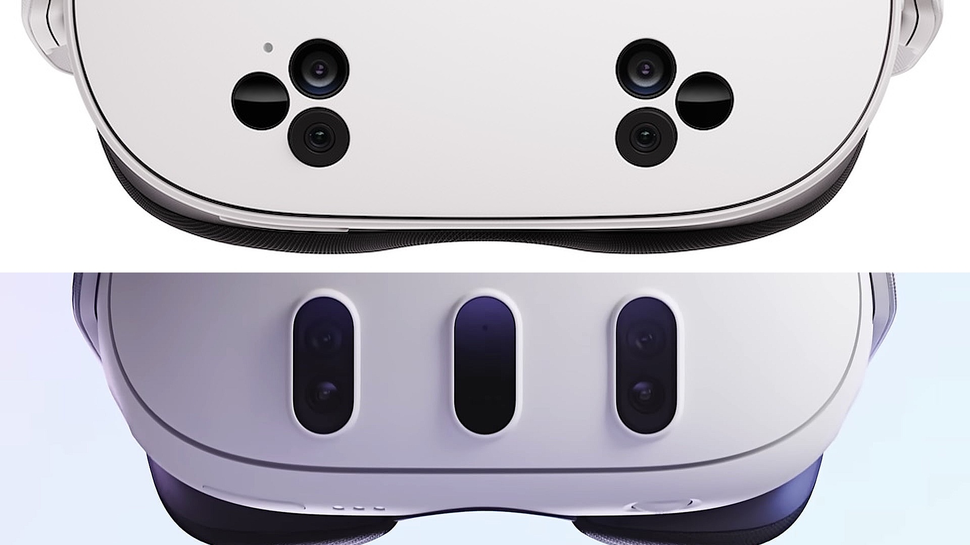Close-up of the Quest 3S and Quest 3 sensors.