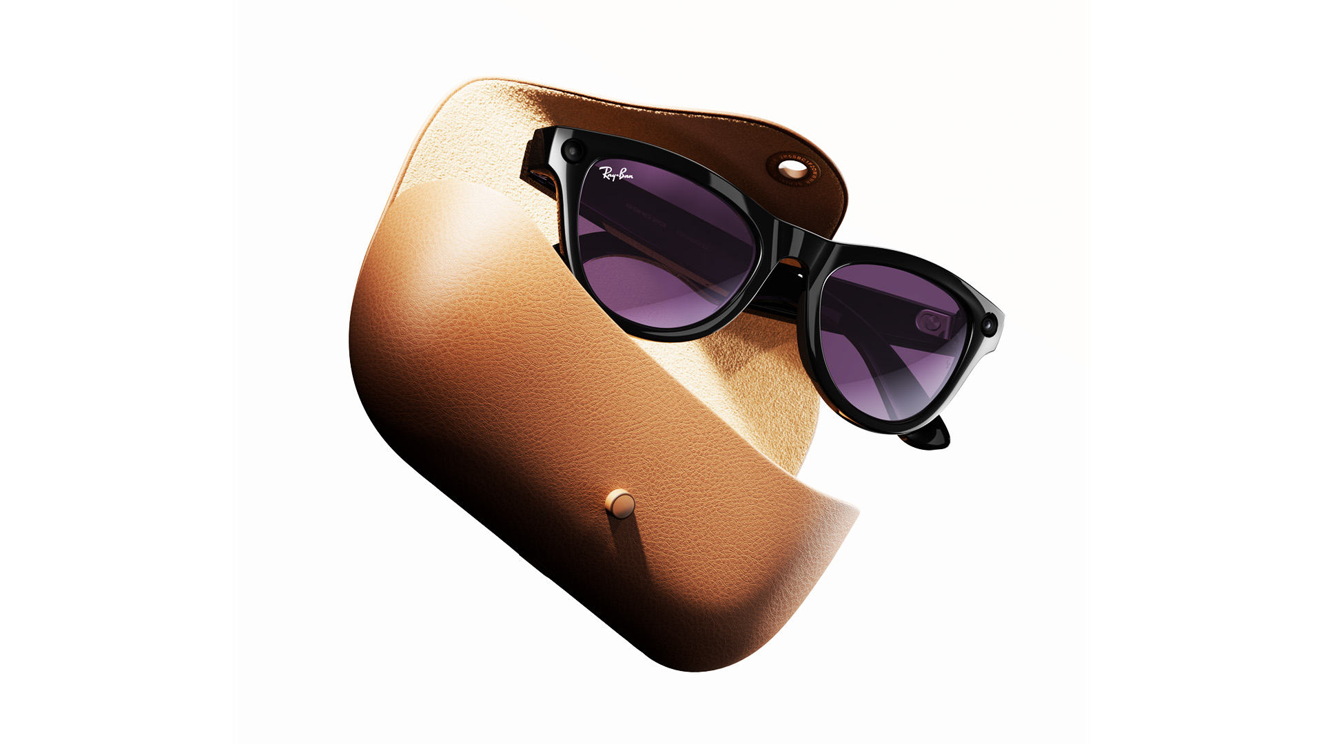 Ray-Ban Meta Smart Glasses with brown case.