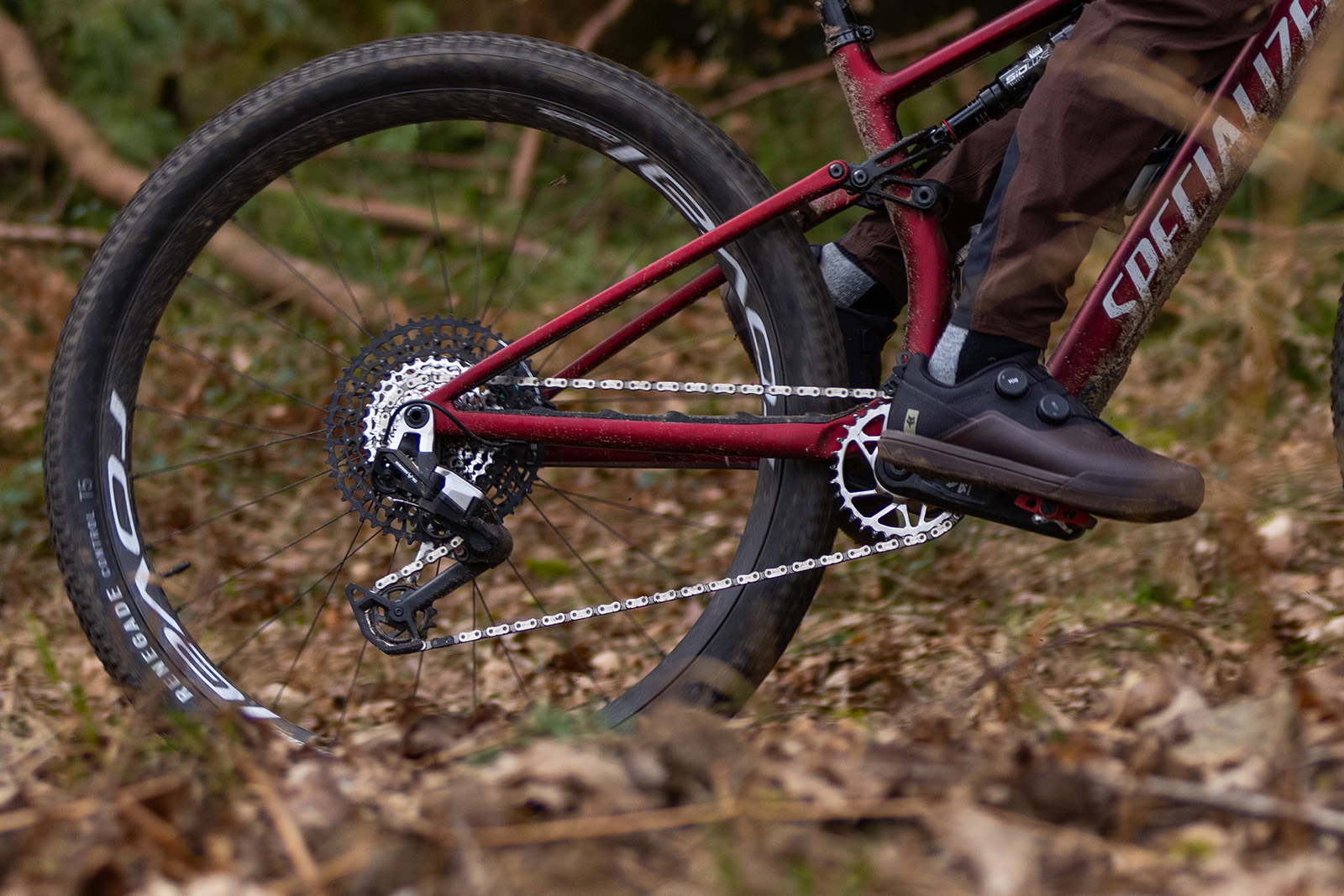 Male mountain biker in black jacket testing the SRAM Eagle 90 Transmission