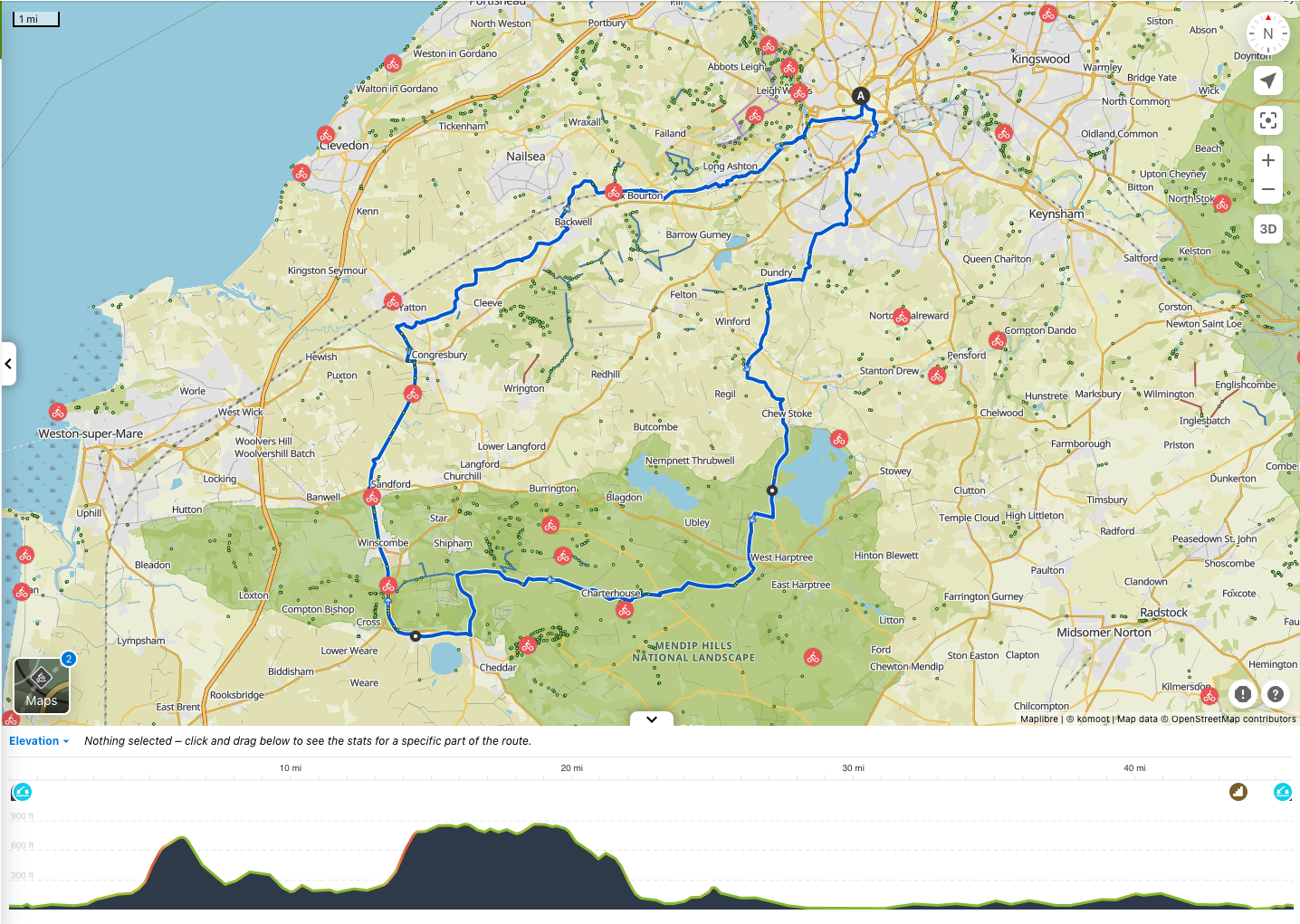 Komoot route planning