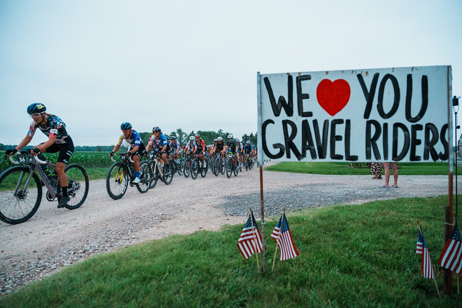 Group of cyclists at Unbound Gravel 200, June 2024