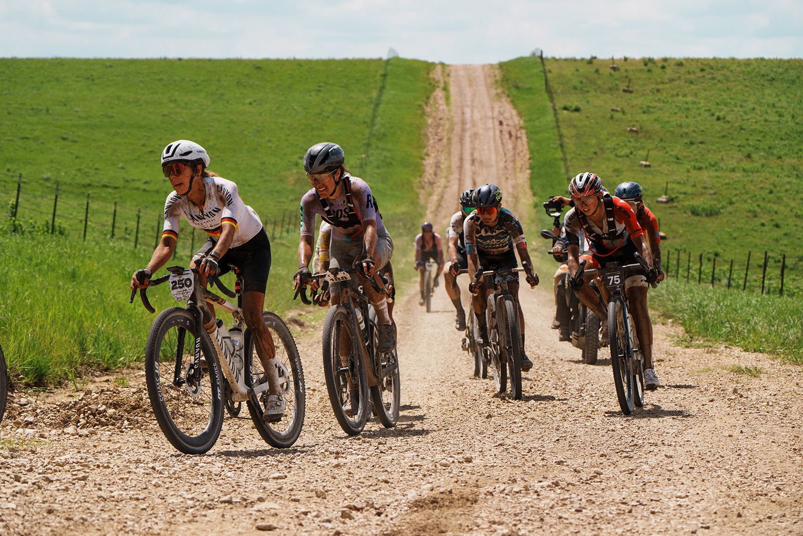 Group of cyclists at Unbound Gravel 200, June 2024