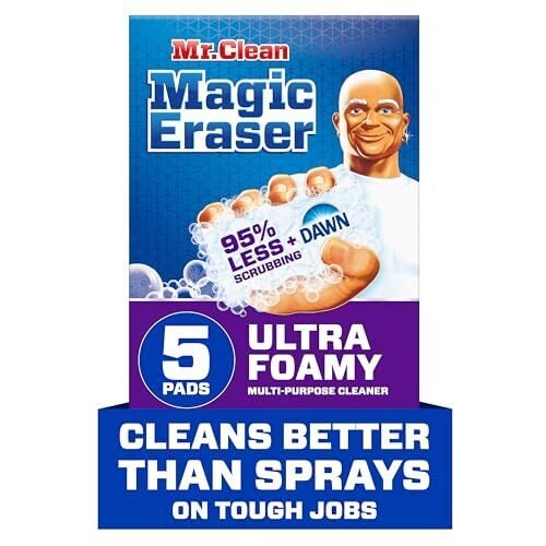 Mr. Clean Magic Eraser Ultra Foamy Multi Purpose Cleaner, Foaming Magic Eraser Sponge Multi Surface Cleaner, 5ct