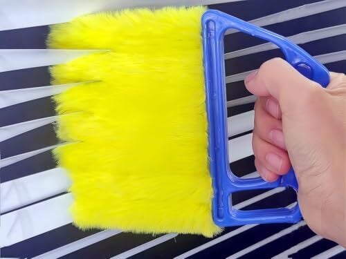 Blue Handheld Blinds Cleaner Shutters, Curtain Brush Dust Remover with 7 Removable Microfiber Sleeves, Air Conditioning Home Gadgets, Car Vents, Fan Shutters with 7 Blades