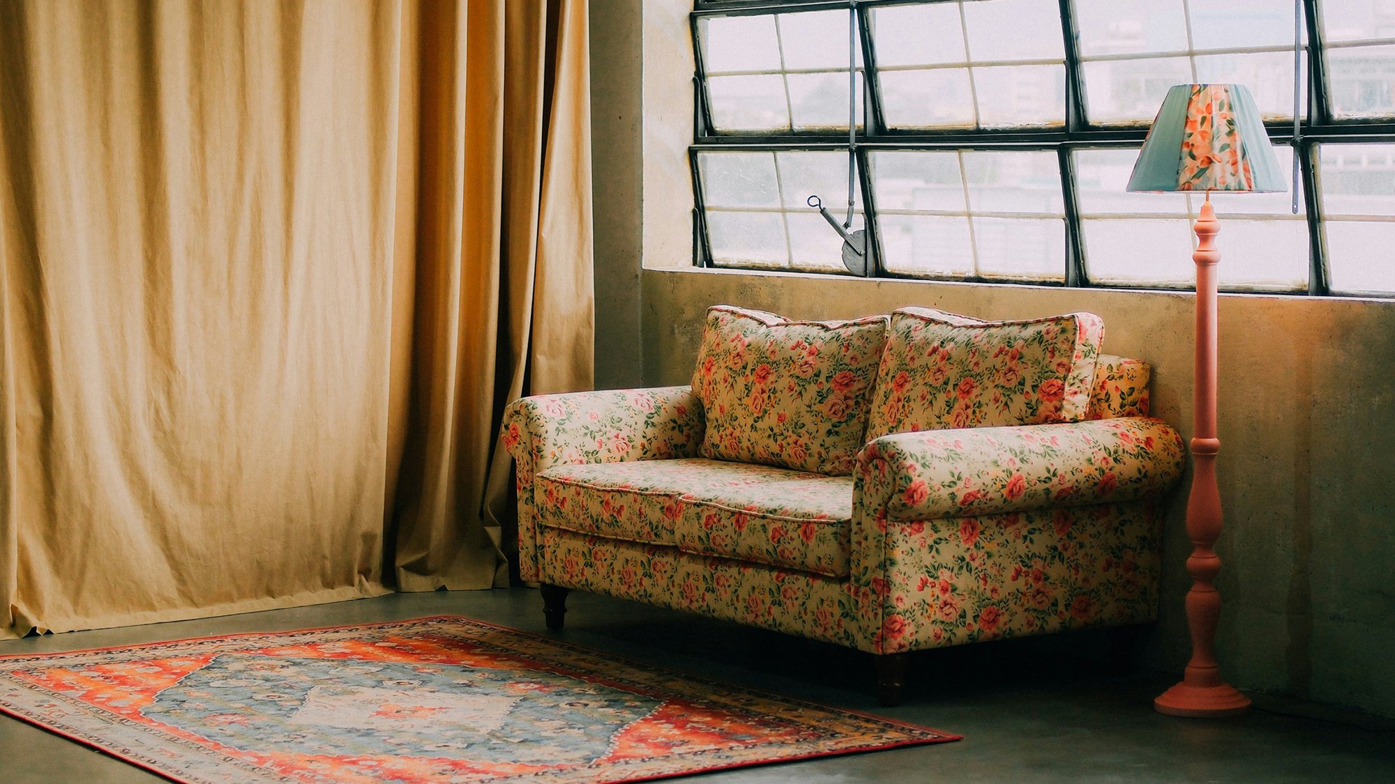 Couch and lamp