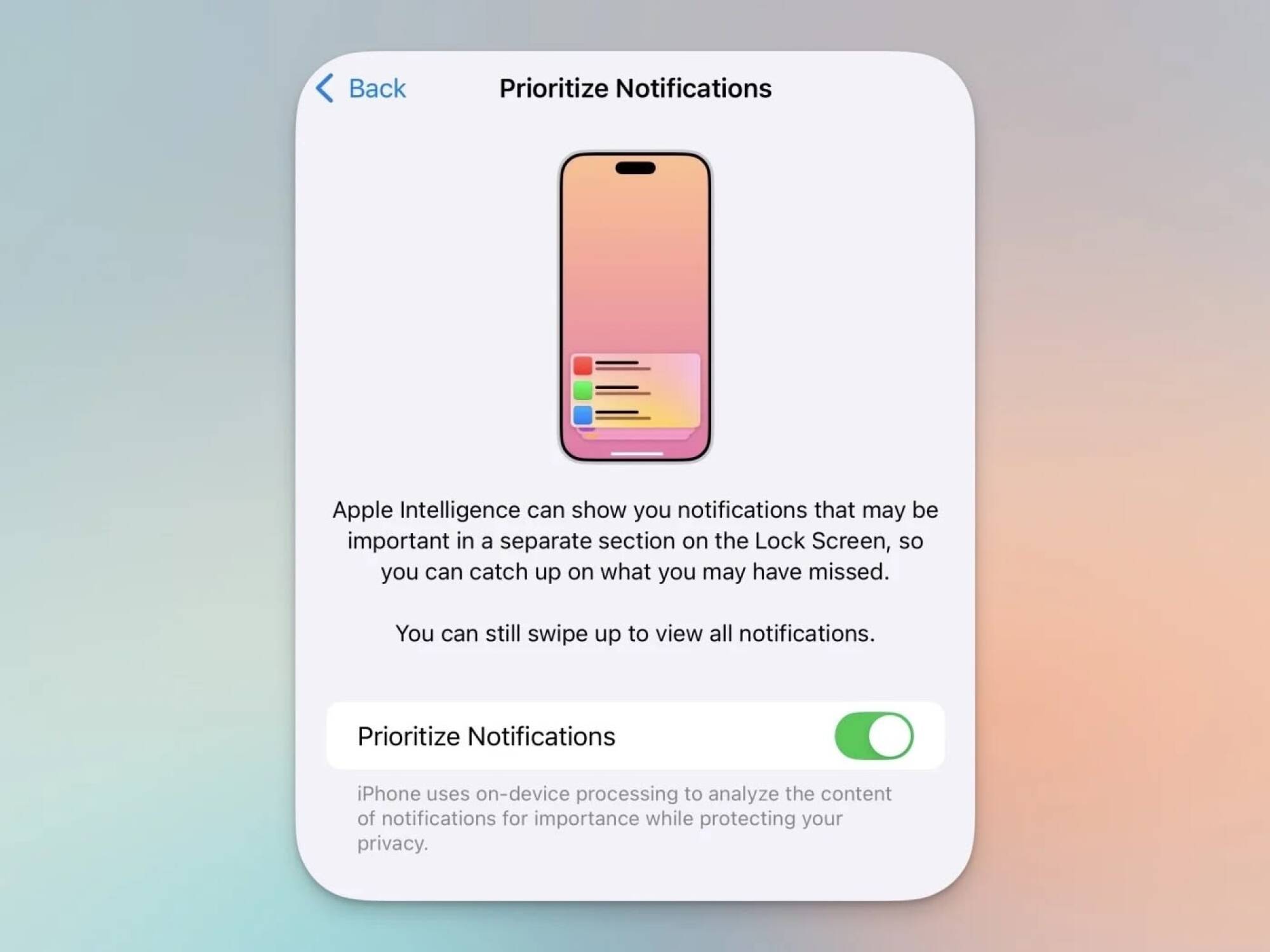 Enable Prioritize Notifcations on iPhone.