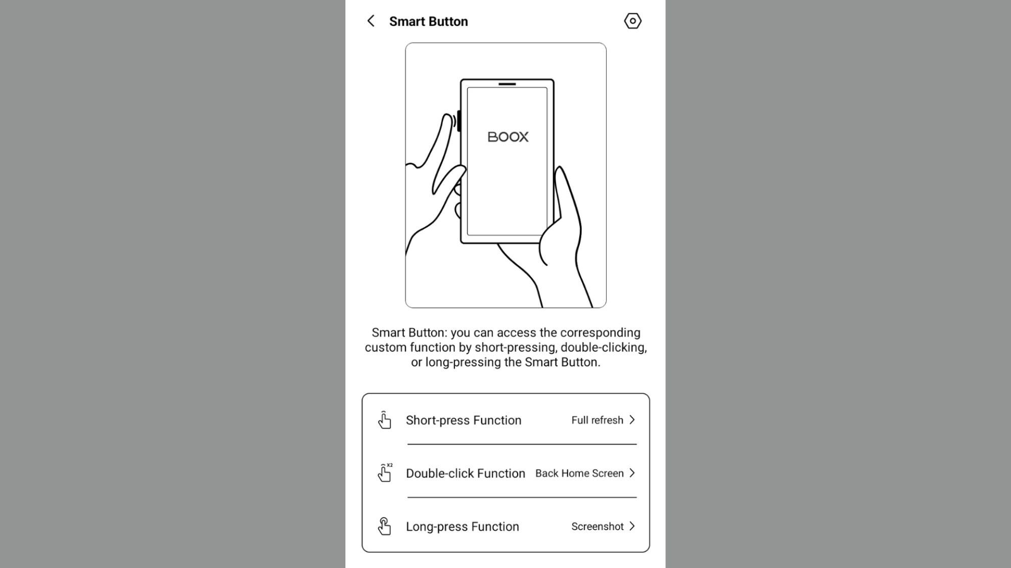 Action button settings on Boox Palma 2