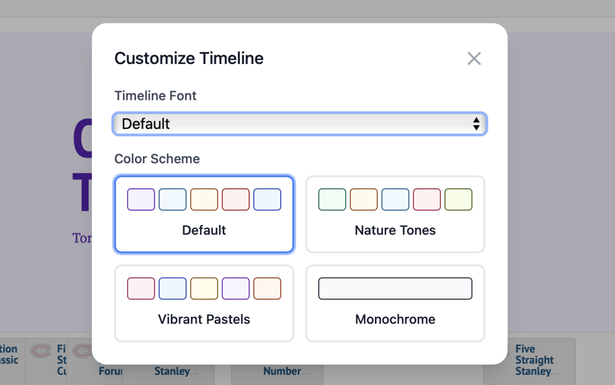 The option to choose between pre-existing color schemes or design your own