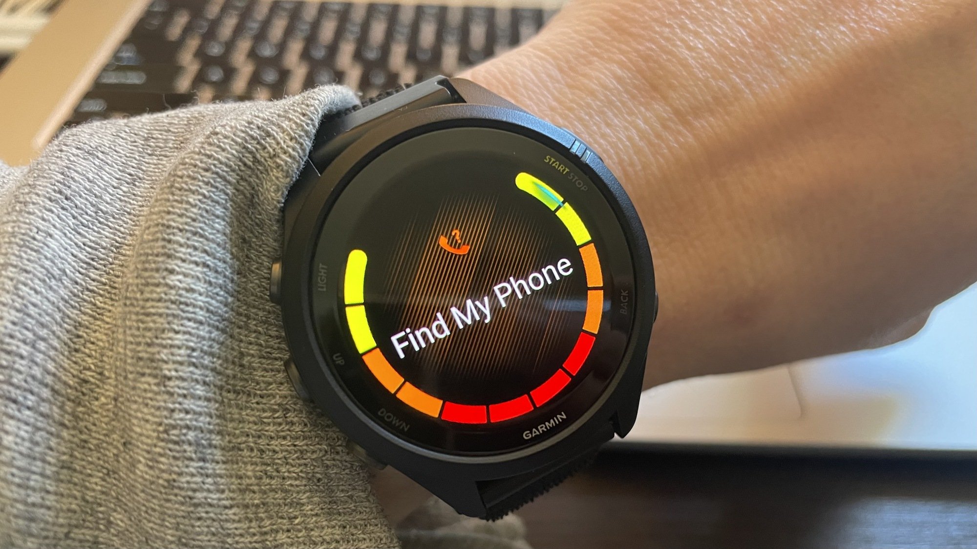 find my phone screen on Garmin watch