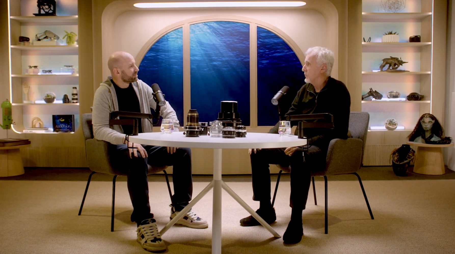 Andrew Bosworth and James Cameron talking in a room together.
