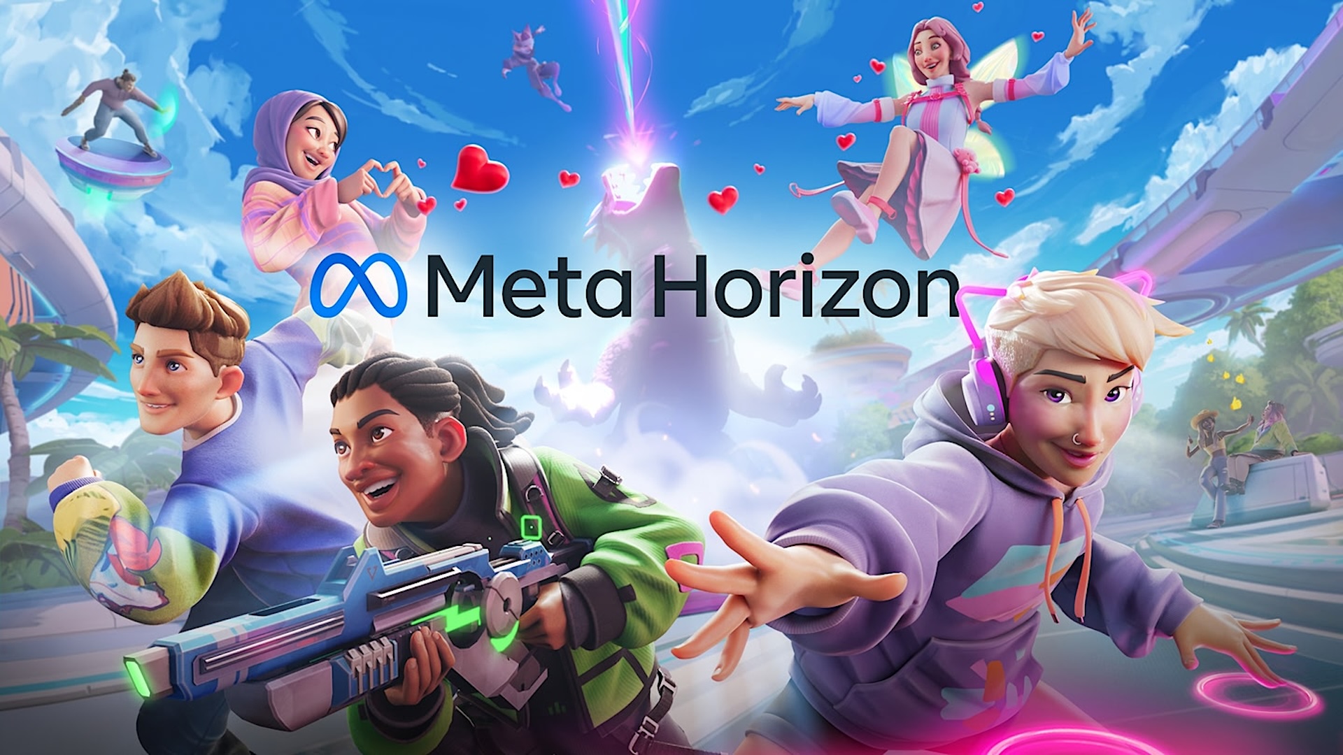Colorful artwork from Horizon Worlds with different avatars.