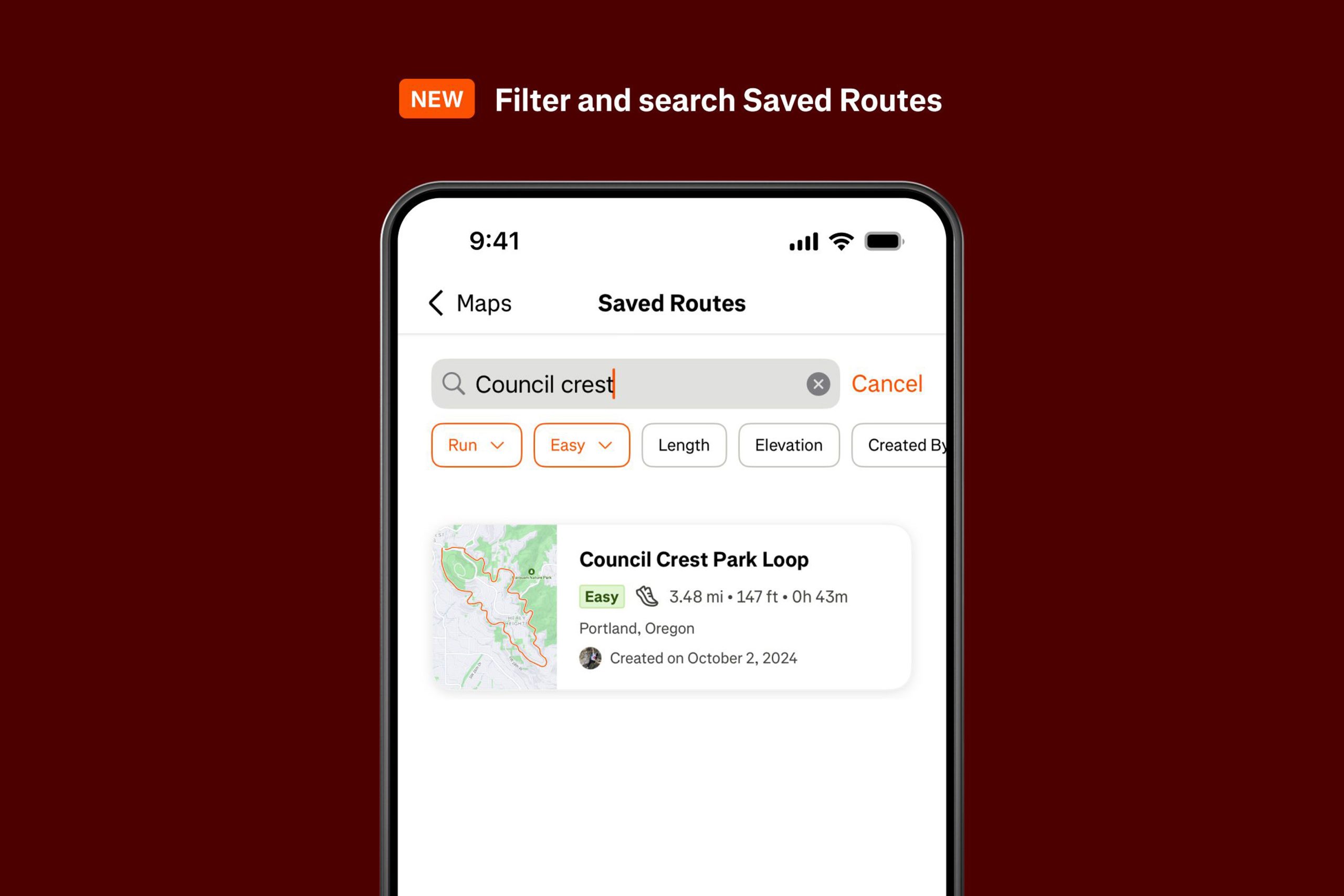 Strava Routes search and filtering