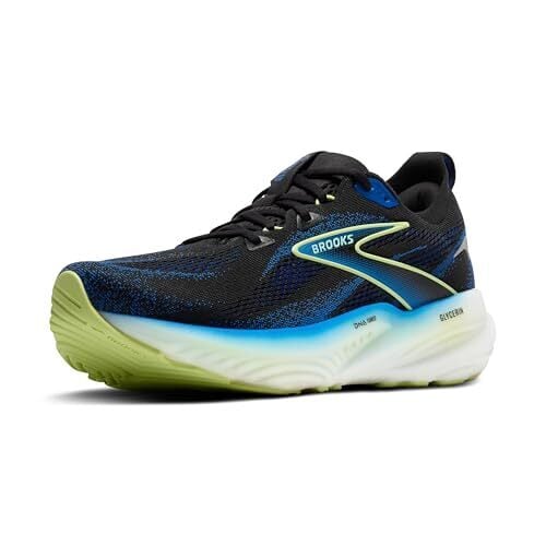 Brooks Men’s Glycerin 22 Neutral Running Shoe - Black/Cobalt/Neo Yellow - 7.5 Medium
