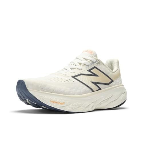 New Balance Women's Fresh Foam X 1080 V14 Running Shoe, Sea Salt/Vintage Indigo/Hot Mango, 10