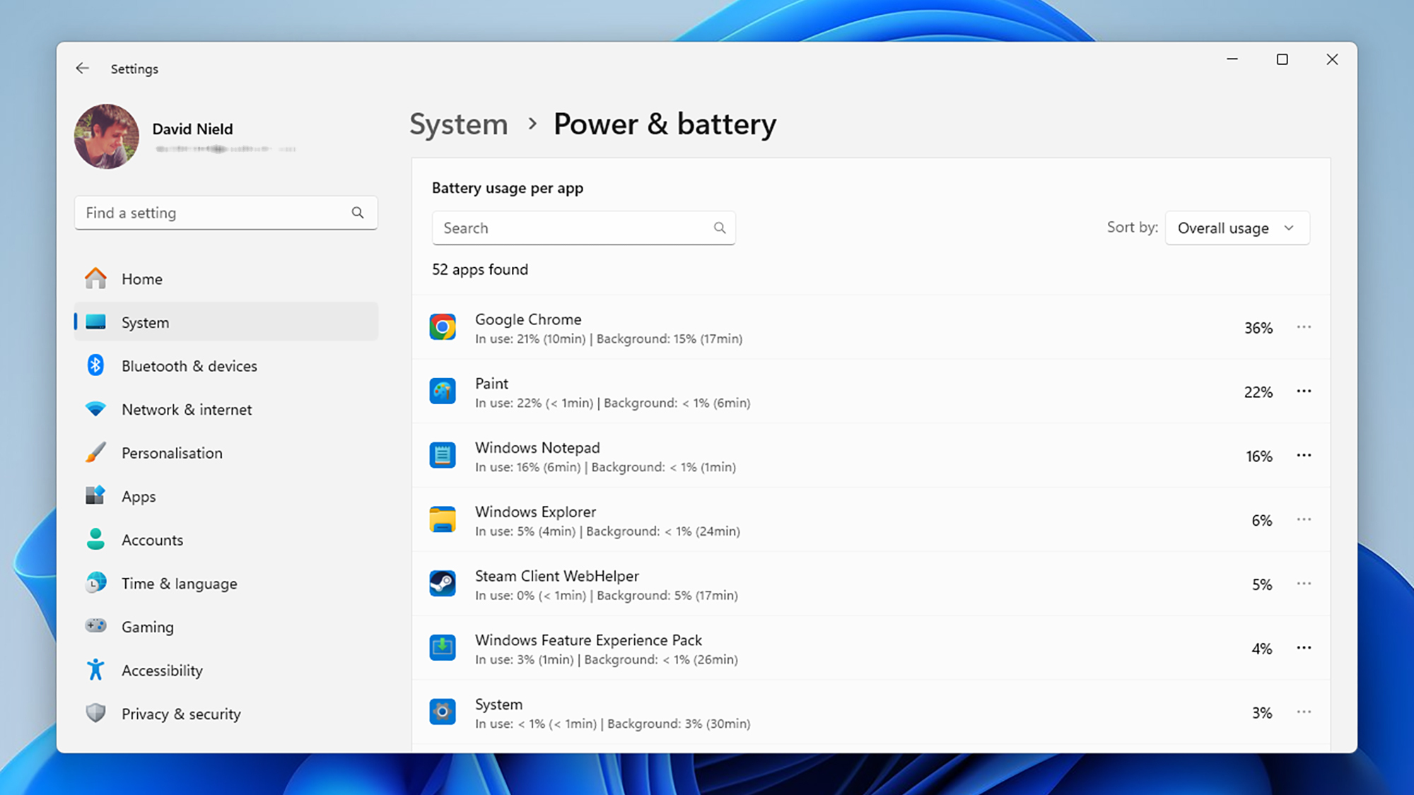 Battery life on Windows