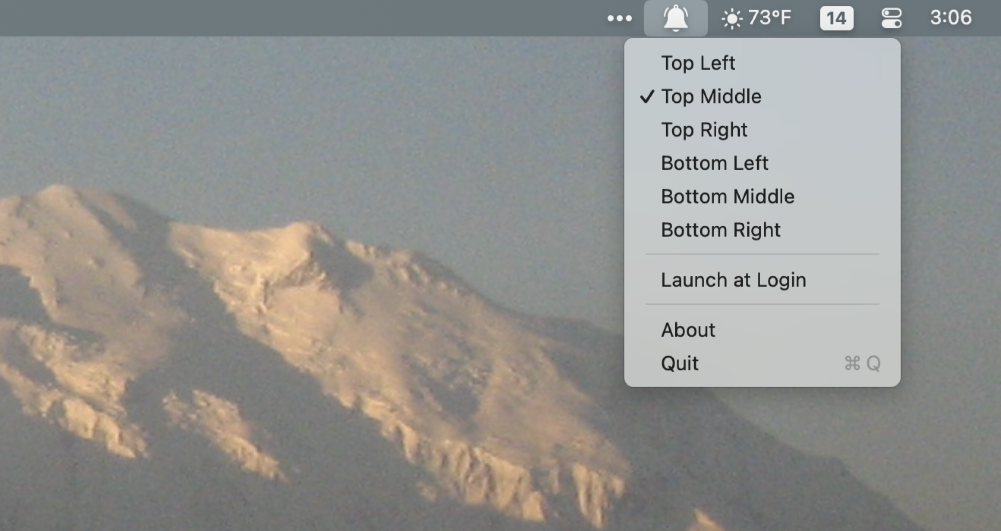 The menu bar icon for PingPlace.